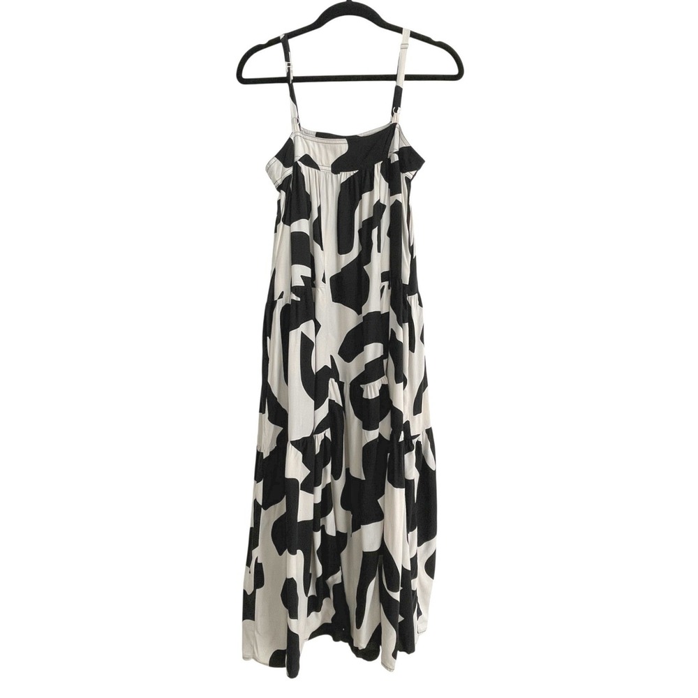 Anthropologie Abel the Label Black White Abstract Print Tiered Maxi Dress S - Picture 9 of 10